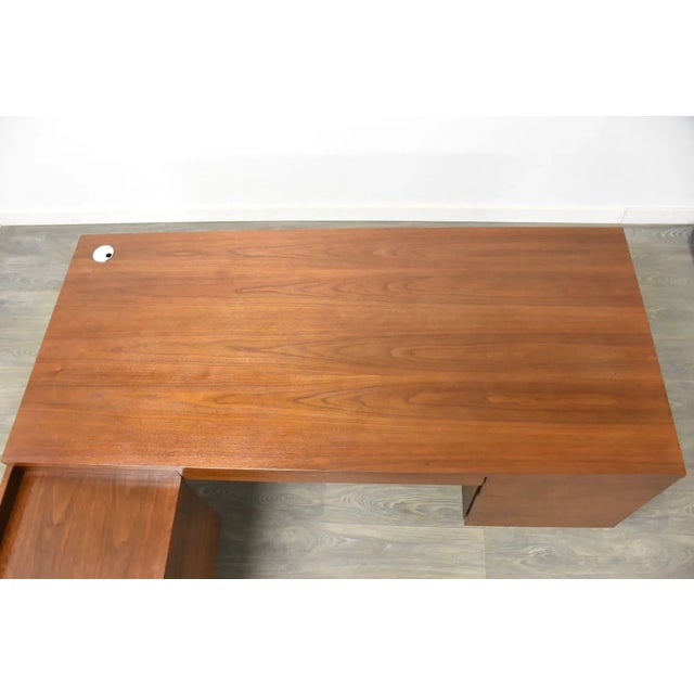 Harvey Probber Harvey Probber Walnut & Chrome L Shaped Desk For Sale - Image 4 of 13