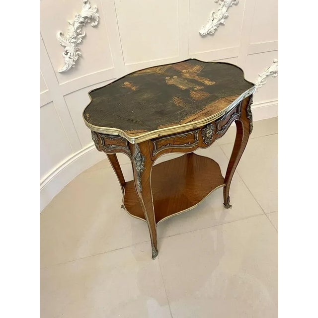 Antique Victorian French Kingwood & Ormolu Mounted Freestanding Centre Table For Sale - Image 3 of 13
