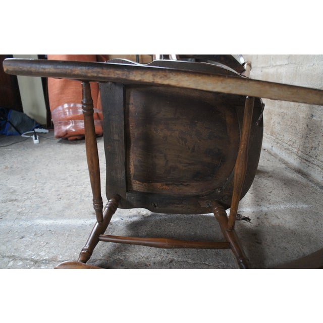 Antique Windsor Farmhouse Style Maple Slat Back Rocking Chair & Cushion Rocker For Sale - Image 12 of 13