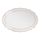 Vintage Frameless Scalloped Oval Wall Mirror With Beveled Edge For Sale