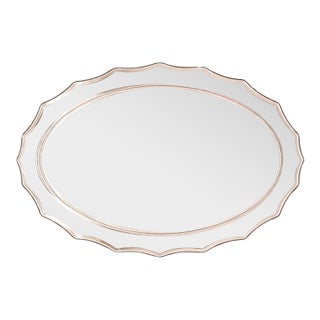 Vintage Frameless Scalloped Oval Wall Mirror With Beveled Edge For Sale