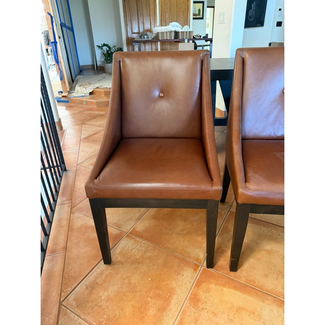 West Elm- Set of 8- Leather Dining Chairs For Sale - Image 10 of 12