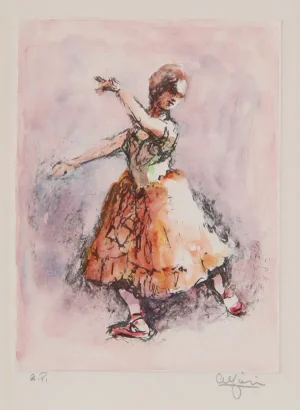 Philippe Alfieri, "Dancer 2," Hand-Colored Etching