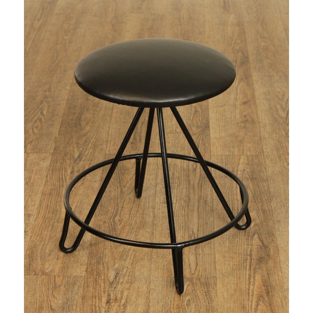 Vintage Frederic Weinberg Style Mid Century Modern Wrought Iron Hairpin Stool For Sale In Philadelphia - Image 6 of 13