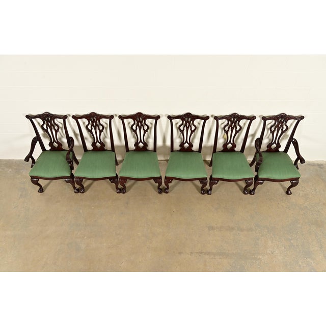 1980s Thomasville Chippendale Carved Mahogany Dining Chairs, Set of Six For Sale - Image 5 of 15
