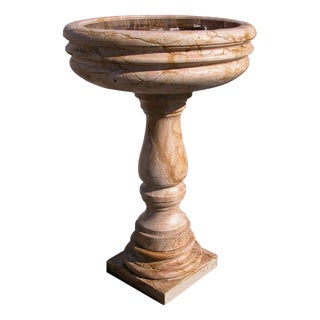 21st Century Freestanding Holy Water Font in Giallo Reale Marble For Sale