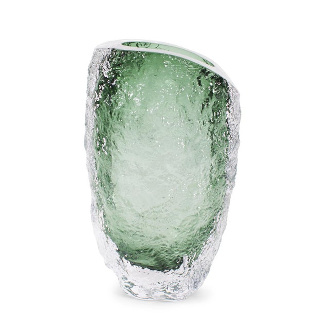 Green Emerald Crystalized Glass Vase- Large For Sale - Image 8 of 11