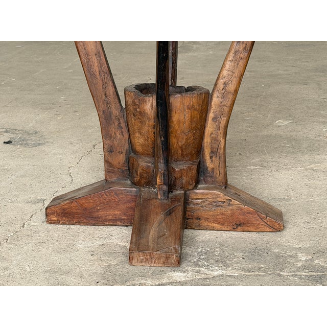 Sculptural Folk Art Side Table in Wood For Sale - Image 5 of 11