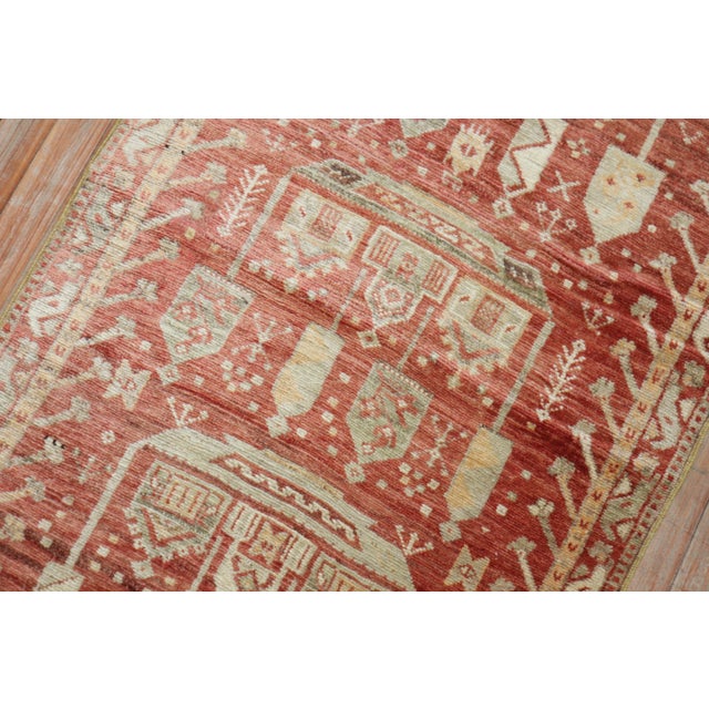 Zabihi Collection Whimsical Red Turkish Fine Narrow Runner For Sale - Image 4 of 12