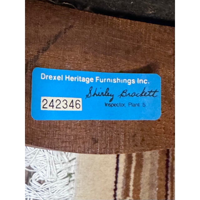 Vintage Drexel Cabernet Classics Pecan Dining Table and Six Cane-Back Chairs For Sale - Image 12 of 12