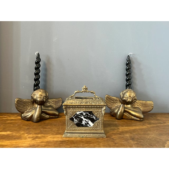 Early 1900s Ornate Baroque Bronze & Marble Casket For Sale - Image 4 of 7