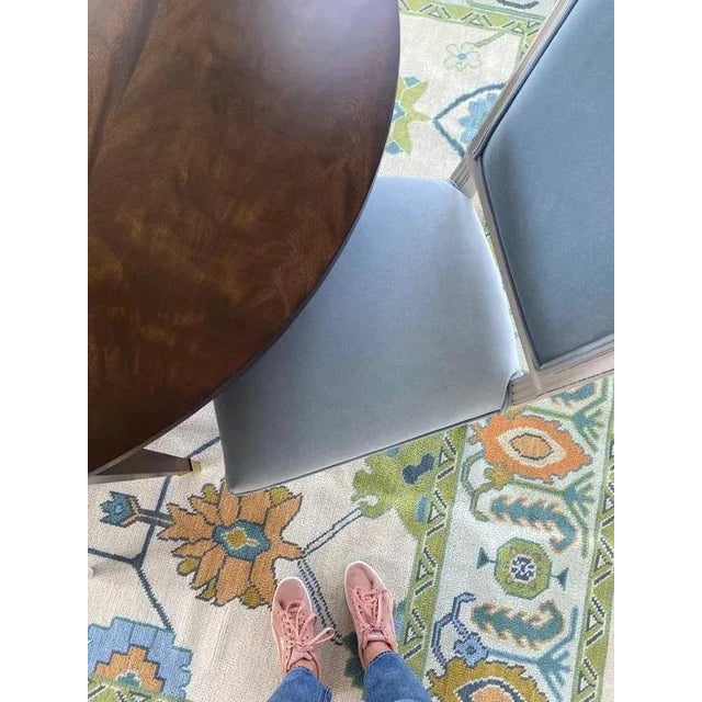 Not Yet Made - Made To Order Modern Handknotted Oushak Rug in Shades of Blue, Green & Goldenrod, 8' x 10' For Sale - Image 5 of 6