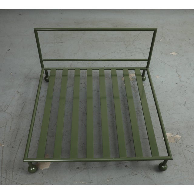 Modern Outdoor Lounge Chair With Olive Green Stainless Steel Frame For Sale - Image 13 of 17
