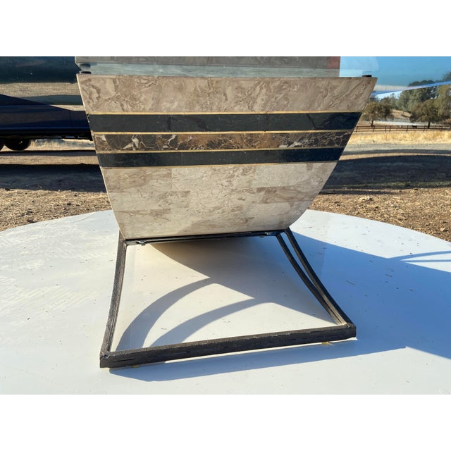 Vintage Postmodern Tessellated Stone & Glass Sculptural Coffee Cocktail Table For Sale - Image 13 of 17