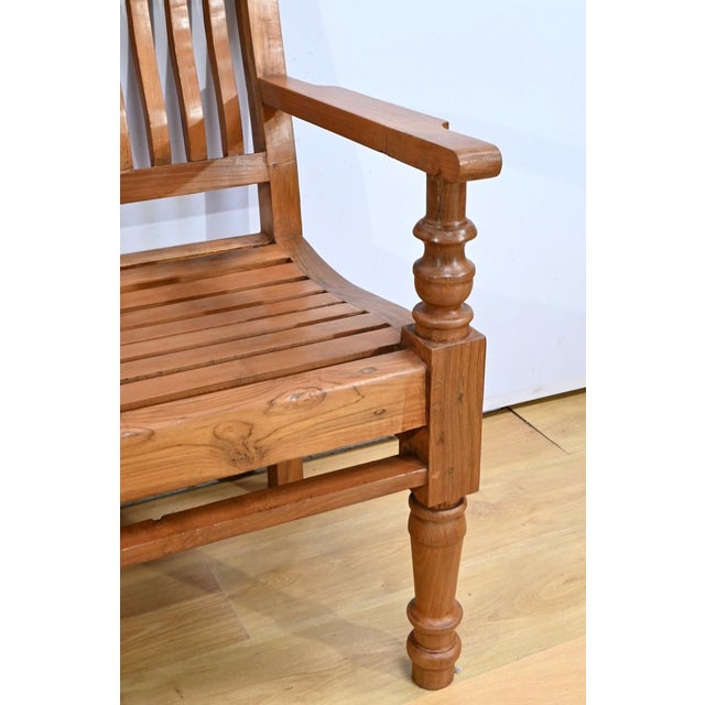 Mid 20th Century Colonial Varangue Bench in Teak, 1950s For Sale - Image 15 of 18
