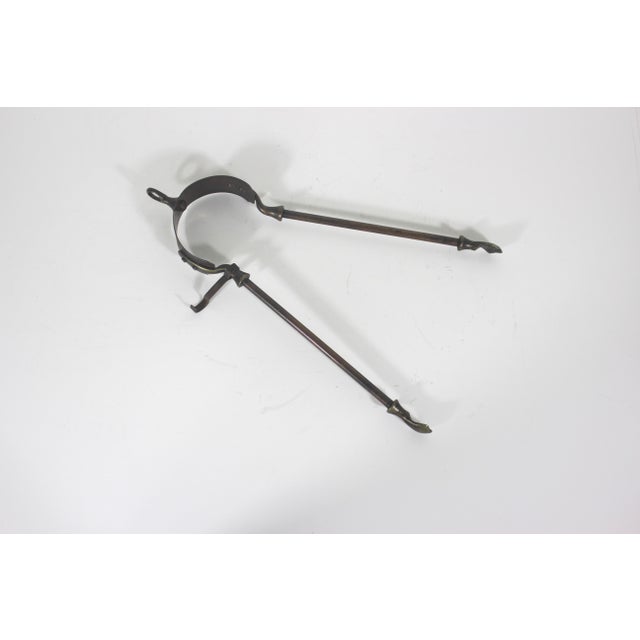 Antique Brass and Copper Tone Fire Tongs or Coal Tool For Sale - Image 11 of 12