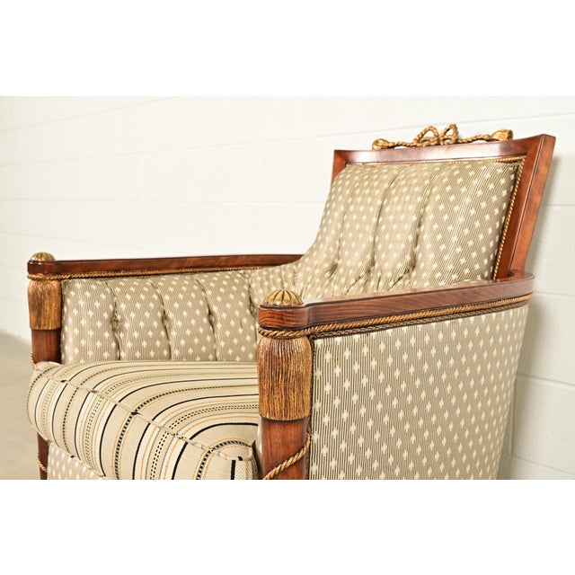 Grosfeld House French Regency Louis XVI Carved Walnut Bergere Armchairs, Pair For Sale In South Bend - Image 6 of 10