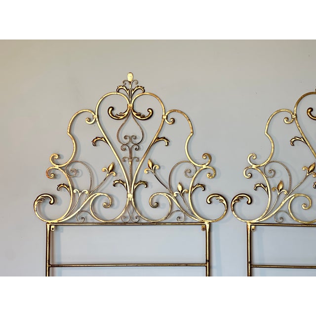 Pair of 1960s gilded wrought iron headboards