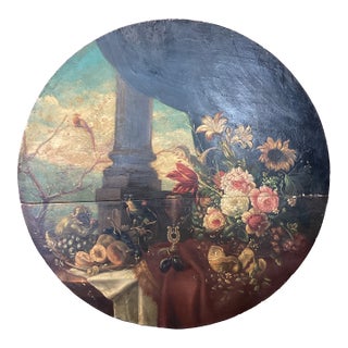 Late 18th Century Dutch School Still Life Painting With Monkey, Fruit, Flowers, and Birds - From the Collection of Iris Apfel For Sale