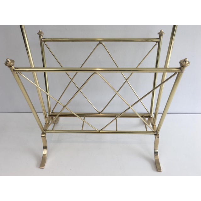 Brass Neoclassical Brass and Glass Magazine Rack. French Work by Maison Jansen For Sale - Image 8 of 12