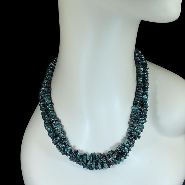 Elegant Two-Strand Emerald Matrix Necklace by Aria Jewelry, 18 Inch For Sale - Image 4 of 5