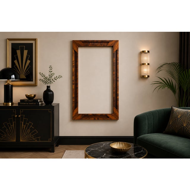 Wood Art Deco Rectangular Mirror, Poland, 1940s For Sale - Image 7 of 7