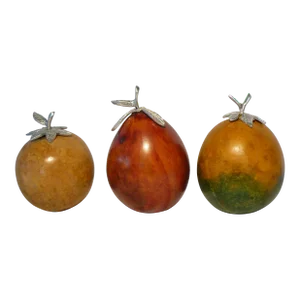 1980s Decorative Gourds With Cast Aluminum Leaves - Set of 3