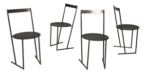 Italian Modern Black Metal Chairs by Emilio Nanni for Fly Line, 1980s, Set of 4
