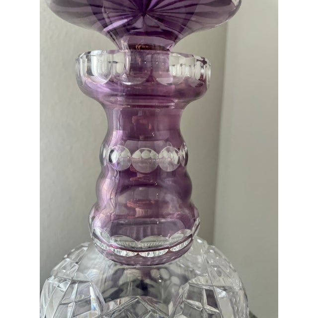 Amethyst Cut to Clear Crystal Decanter For Sale In Dallas - Image 6 of 12