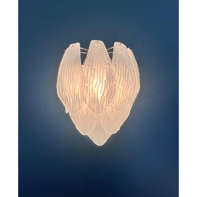 Vintage Italian Murano Glass Wall Sconces in Frosted Glasses, 1990s, Set of 2 For Sale - Image 15 of 16
