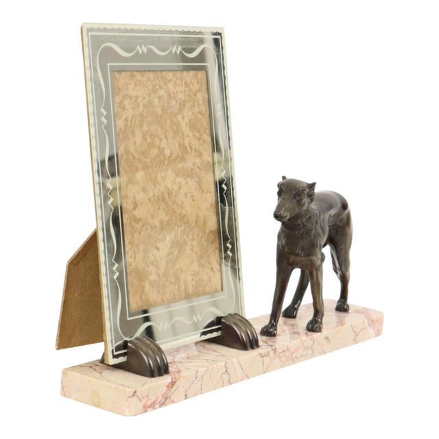 Large Art Deco Marble Photo Frame with Greyhound, 1930s For Sale - Image 13 of 17