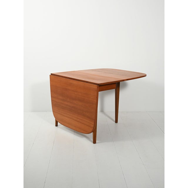 Scandinavian Folding Table with Two Extensions, 1950s For Sale - Image 6 of 13