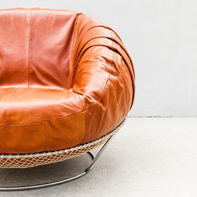 Chocolate Percival Lafer Mp-87 Lounge Chair in Cognac Leather, 1970s Brazilian Mid Century Modern For Sale - Image 8 of 16