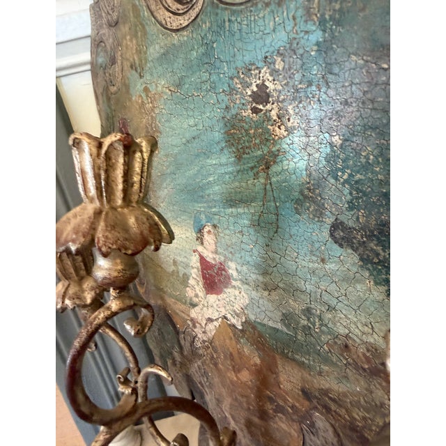 Vintage Rococo Italian Polychrome Wooden Candle Sconce For Sale - Image 4 of 14