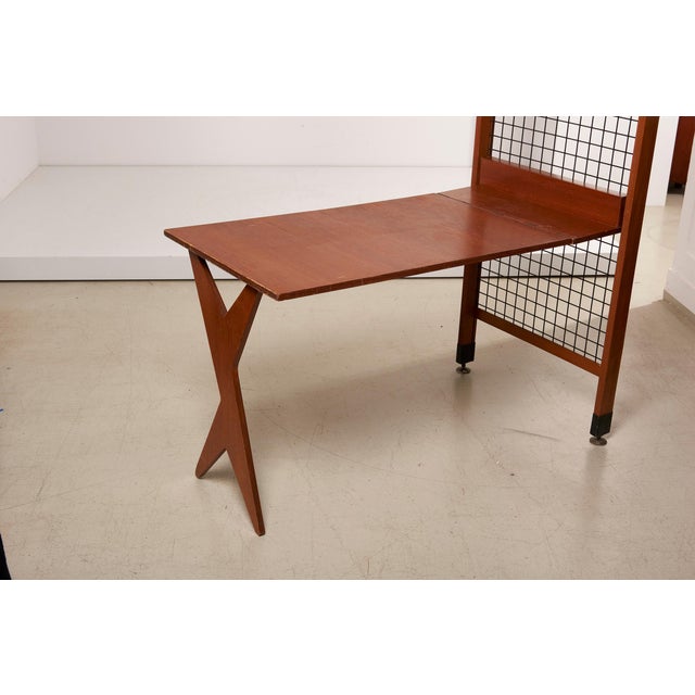 Brown Architectural Desk with Bookshelf, Italy, 1960s For Sale - Image 8 of 16