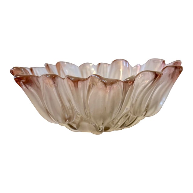Late 20th Century Mikasa Walthn Glas Pink Tulip Crystal Bowl For Sale