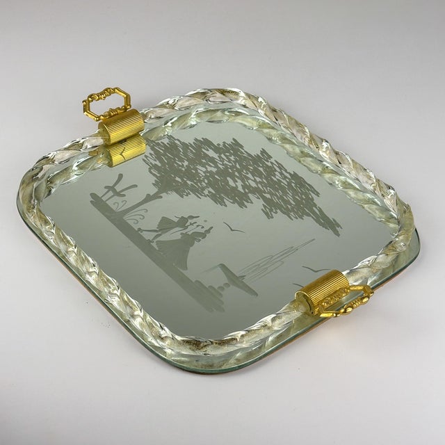 Vintage Venetian Murano Glass Mirror Tray, Italy, 1950s For Sale - Image 16 of 16