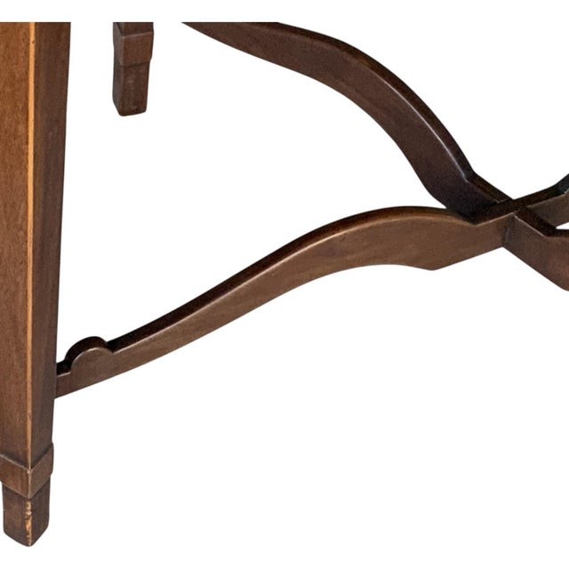Brown Antique English Edwardian Mahogany & Satinwood Marquetry Oval Occasional Table England C. 1900 For Sale - Image 8 of 11
