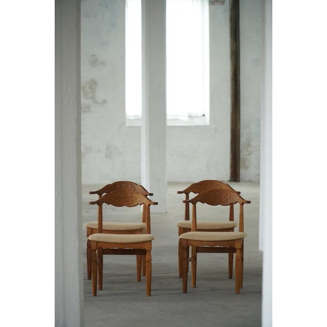 Mid-Century Modern Danish Chairs in Oak and Hessian by Henning Kjærnulf, 1950s, Set of 8 For Sale - Image 17 of 18