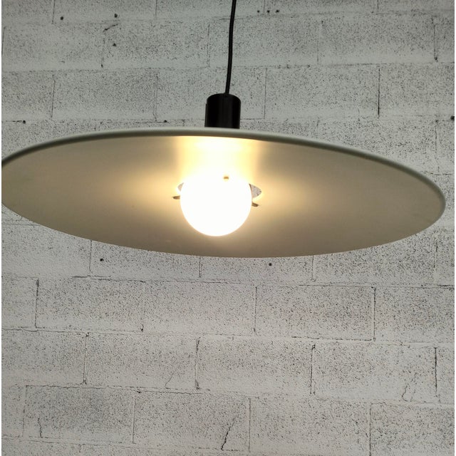 Metal chandelier pendant lamp 2133 model designed by Gino Sarfatti and manufactured by Arteluce Italy 1970s. White metal...