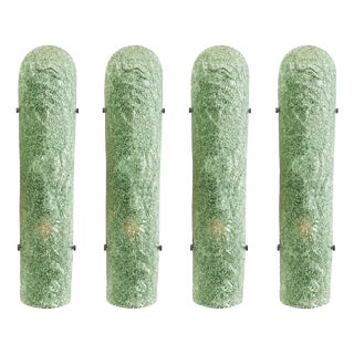 Hammered Green Graniglia Murano Glass Wall Sconces by Simoeng, Set of 4 For Sale