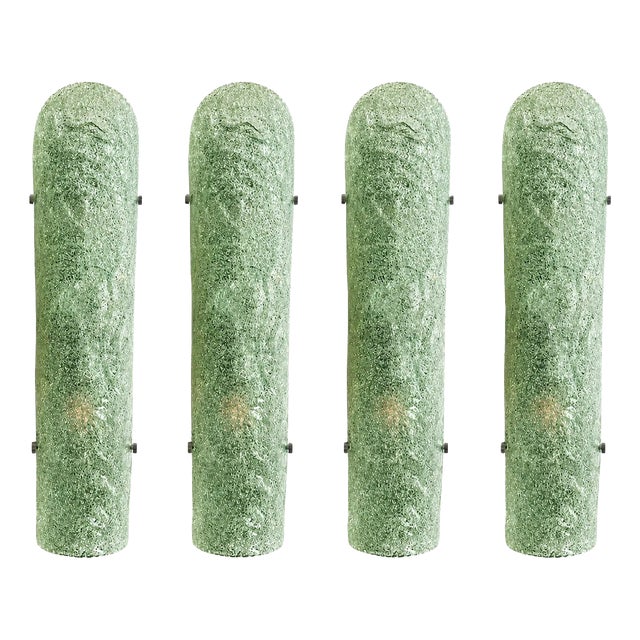 Hammered Green Graniglia Murano Glass Wall Sconces by Simoeng, Set of 4 For Sale