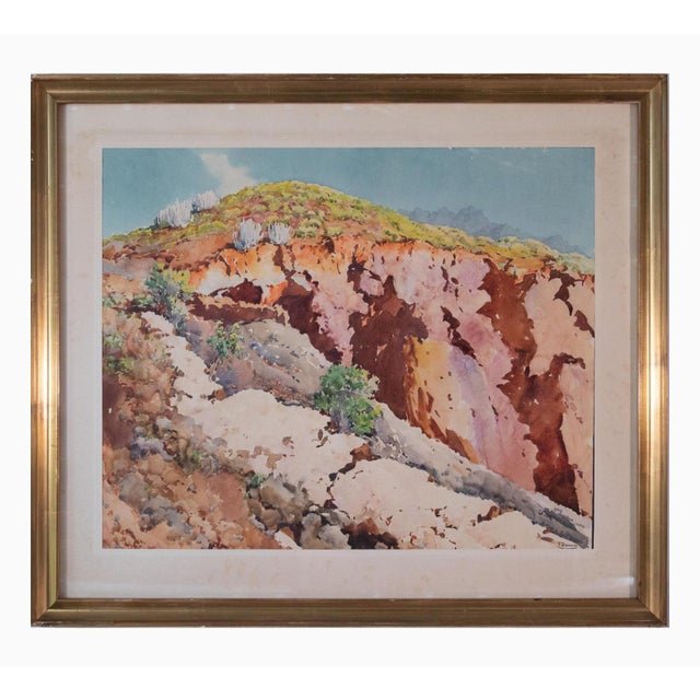 Mountain Study, Watercolor, Mid-20th Century For Sale - Image 7 of 7
