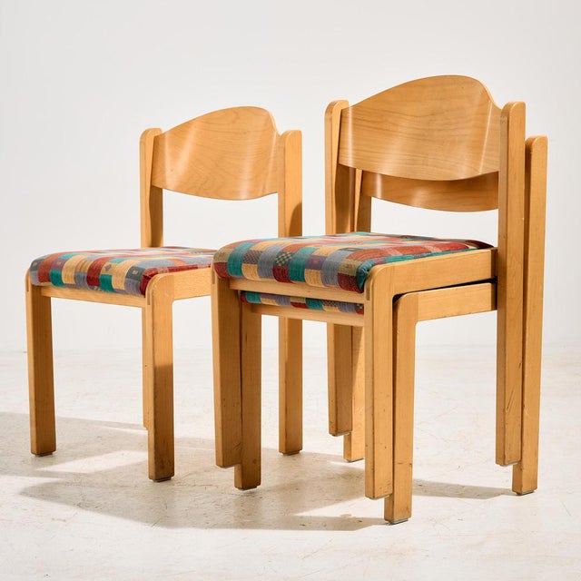 Stackable Beech Chair, 1980s For Sale - Image 3 of 16