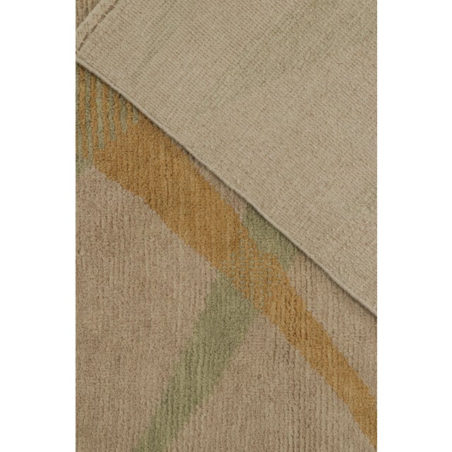 Textile 2010s Rug & Kilim’s Scandinavian Style Rug With Gold and Green Geometric Patterns For Sale - Image 7 of 8