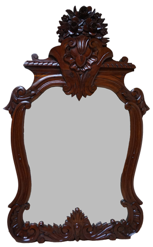 Antique Barocque Wall Mirror in Carved Mahogany