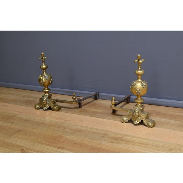 Gilt Bronze Andirons, Early 19th Century, Set of 2 For Sale - Image 3 of 15