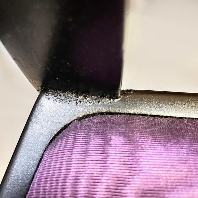 Austrian Modern Chairs 414 in Black Wood & Purple Fabric attributed to Kammerer Thonet, 1990s, Set of 3 For Sale - Image 13 of 18