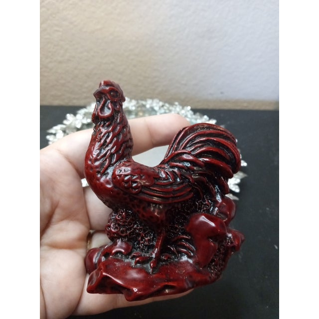 Gorgeous Chinese Cinnabar Rooster Figurine For Sale In Dallas - Image 6 of 6