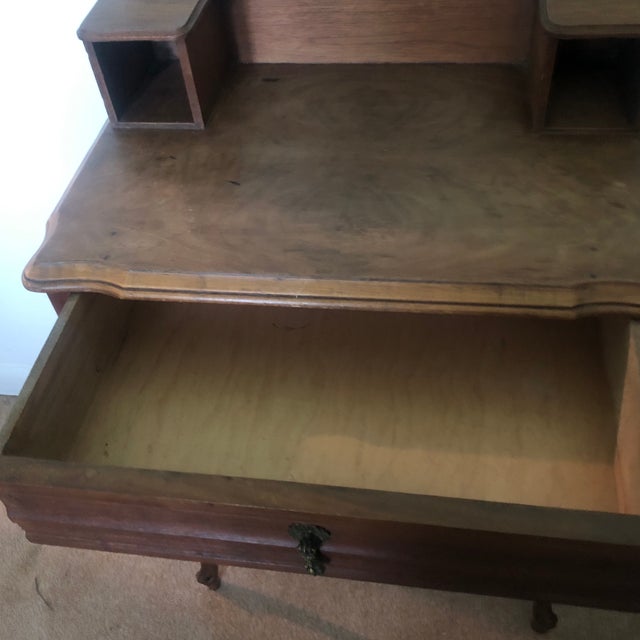 1940s 1940s Petite French Writing Desk W/Cubby Hole Top Deck For Sale - Image 5 of 11